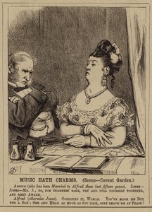 Victorian couple at Covent Garden Opera House, London by English School