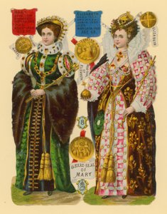 Victorian scrap: Queen Mary I, Queen Elizabeth I