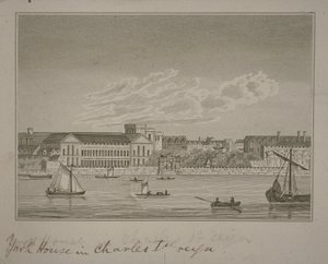 View north across the River Thames, looking towards York House and York Buildings by English School
