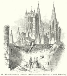View of Cathedral at Coutances by English School