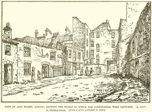 View of Cato Street, London, showing the stable in which the conspirators were captured