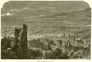 View of Dudley by night by English School