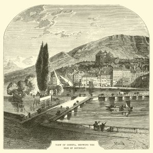 View of Geneva, Showing the Isle of Rousseau by English School