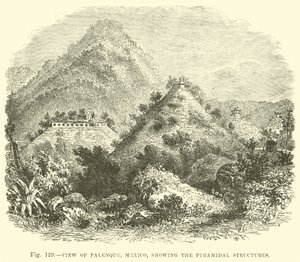 View of Palenque, Mexico, Showing the Pyramidal Structures by English School