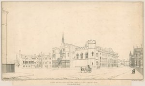 View of Westminster Hall, Law Courts, etc., from the North West by English School
