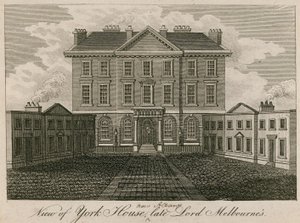 View of York House (later the Albany), house of the late Lord Melbourne by English School