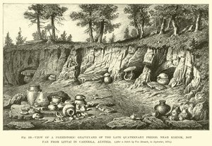 View of prehistoric graveyard of the Late Quaternary Period, near Klenik, not far from Littai in Carniola, Austria