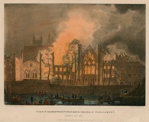 View of the Destruction of Both Houses of Parliament, 16 October 1834 by English School