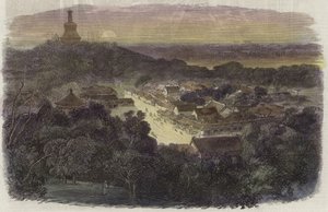 View of the Gardens and the Buddhist Temple in the Imperial City