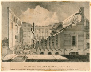 View of the ruins of the New Brunswick Theatre, Wellclose Square, London by English School