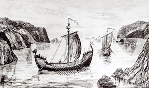 Viking Ships by English School