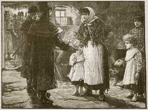 Visit of the Tithe Proctor, Ireland, 1832, illustration from Cassell