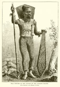 War Costume of the Natives of the Caroline Islands by English School