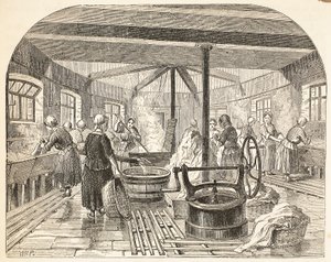 Wash-house at the Brixton Prison, illustration from The Criminal Prisons of London and Scenes from Prison Life by Henry Mayhew and John Binny, pub. 1862