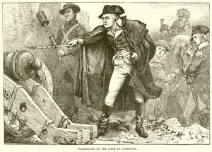Washington at the siege of Yorktown by English School