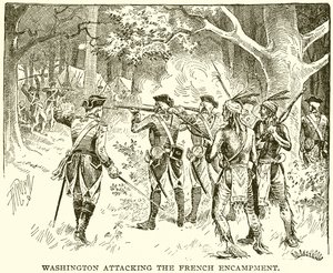 Washington Attacking the French Encampment by English School