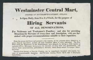 Westminster Central Mart, Hiring Servants by English School