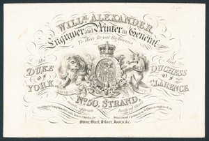 William Alexander, engraver and printer in general to their royal highnesses by English School