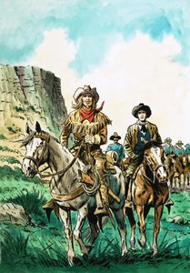 William Cody leads a column of American cavalrymen by English School