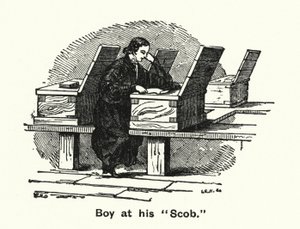 Winchester College: Boy at his "Scob" by English School