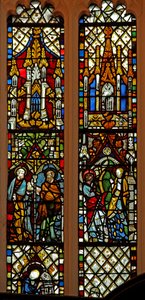 Window depicting St Peter and St Paul; the Annunciation by English School