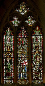 Window depicting St Blaise, St George and a Pope (Leo?) by English School