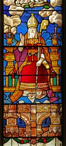 Window 2 depicting St Nicholas: a transformed figure of God the Father originally at the top of a Tree of Jesse still at St Georges Hanover Square