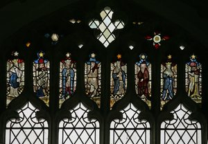 Window N6 depicting the tracery lights with an array of kings and prophets