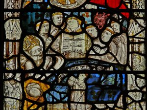 Window depicting the death of St Martin by English School
