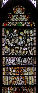 Window depicting the Funeral of the Virgin Mary by English School