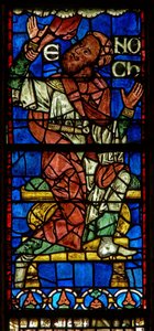 Window depicting a genealogical figure: Enoch by English School