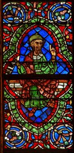 Window depicting a genealogical figure: Jonan