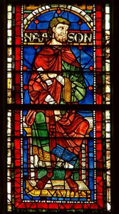 Window depicting a genealogical figure: Naason