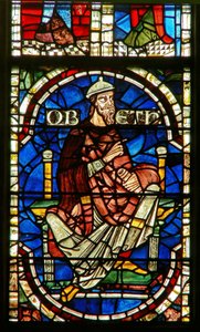 Window depicting a genealogical figure: Obed