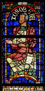 Window depicting a genealogical figure: Zorobabel