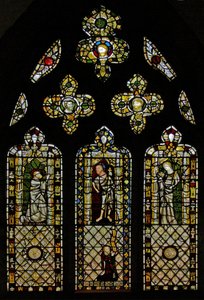 Window depicting St Thomas, Christ, St John and donor by English School