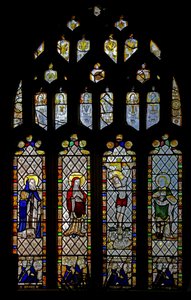 Window 3 depicting St Anthony, Virgin Mary, St John at the Crucifixion, Donors by English School