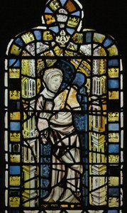 Window depicting a saint - with C15 head by English School