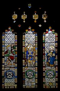 Window depicting St Christopher, St Michael, St Peter by English School