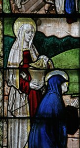 Window s3 depicting a Resurrection scene: the Holy Women at the Tomb by English School