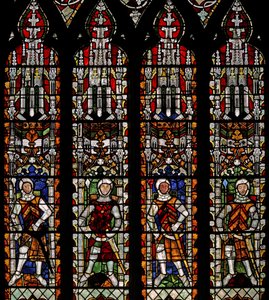 Window s4 depicting De Clare knights and William Lord de la Zouche by English School