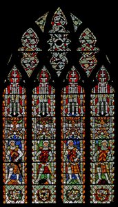 Window s4 depicting De Clare knights and William Lord de la Zouche by English School