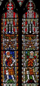 Window s4 depicting knights and canopies by English School