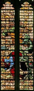 Window w16 depicting Jonah released by the whale by English School