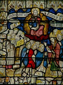 Window w25 depicting the Te Deum: the clergy by English School