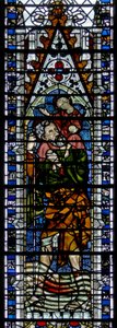 Window depicting St Christopher by English School
