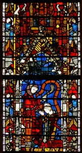 Window w38 depicting the administration of penance by English School