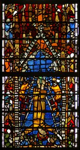 Window w38 depicting the crucifixion of St Peter by English School