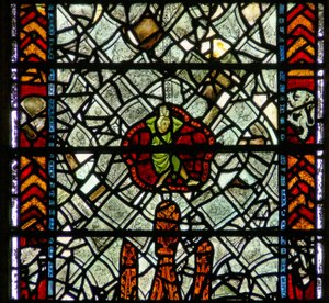Window w39 depicting a figure amid grisaille by English School