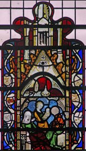 Window w43 depicting the birth of St John the Baptist by English School